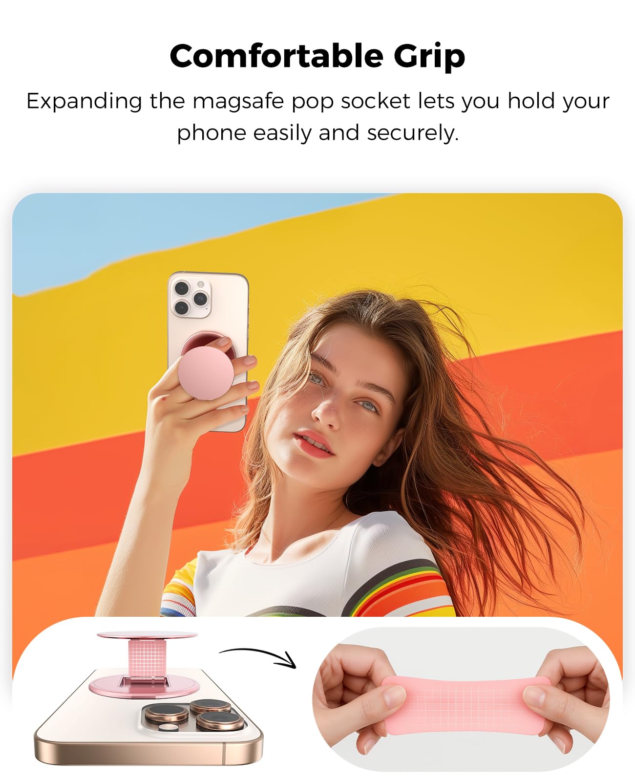 KERZEAT Two-Sided Magnetic Phone Ring Holder for MagSafe, Magnetic Cell Phone Grip Stand Finger Ring Kickstand Compatible with iPhone