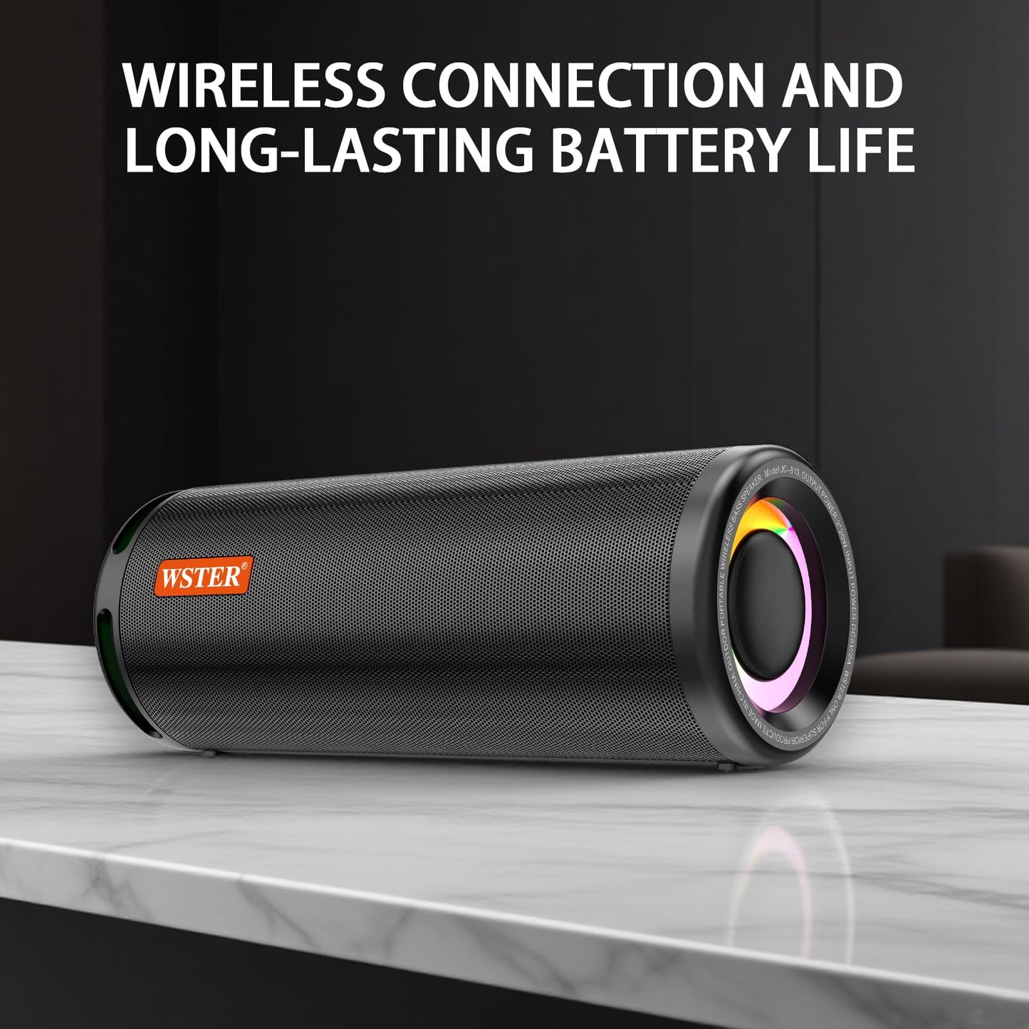WSTER WS-810 Bluetooth Speaker with HD Sound, Portable Wireless, Output Power 40W*2, TWS Pairing, BT5.3, Supports FM and TF Input,