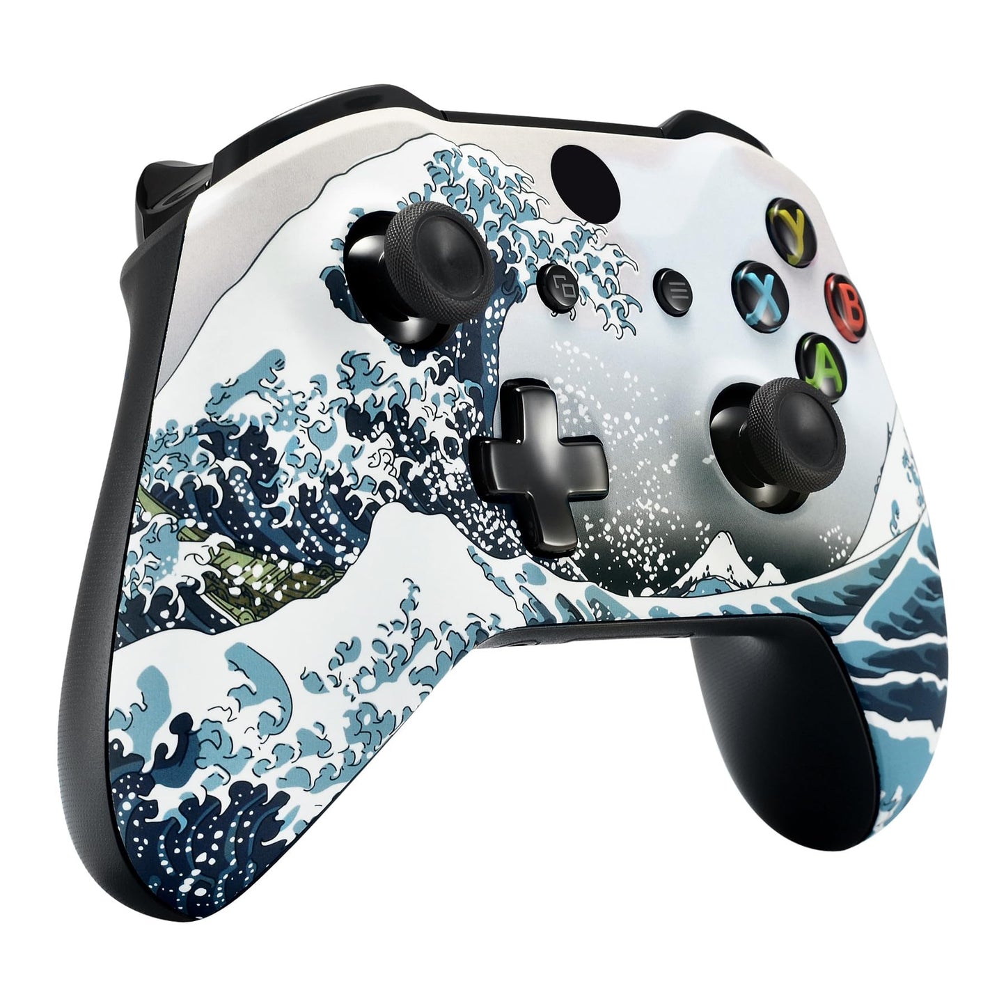 eXtremeRate The Great Wave Patterned Faceplate Front Housing Shell with Soft Touch Grip for Xbox One X S Controller Model 1708 - Controller NOT