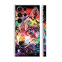 MightySkins Carbon Fiber Skin Compatible with Samsung Galaxy S23 Ultra Full Wrap - Rainbow Wolf | Protective, Durable Textured Carbon Fiber Finish…
