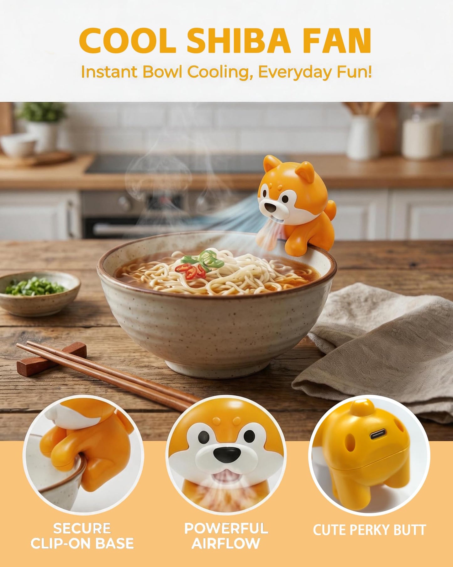 Clip-On Mini Fan for Cup & Bowl - Dog-Shaped Air-Blowing Cooling Attachment