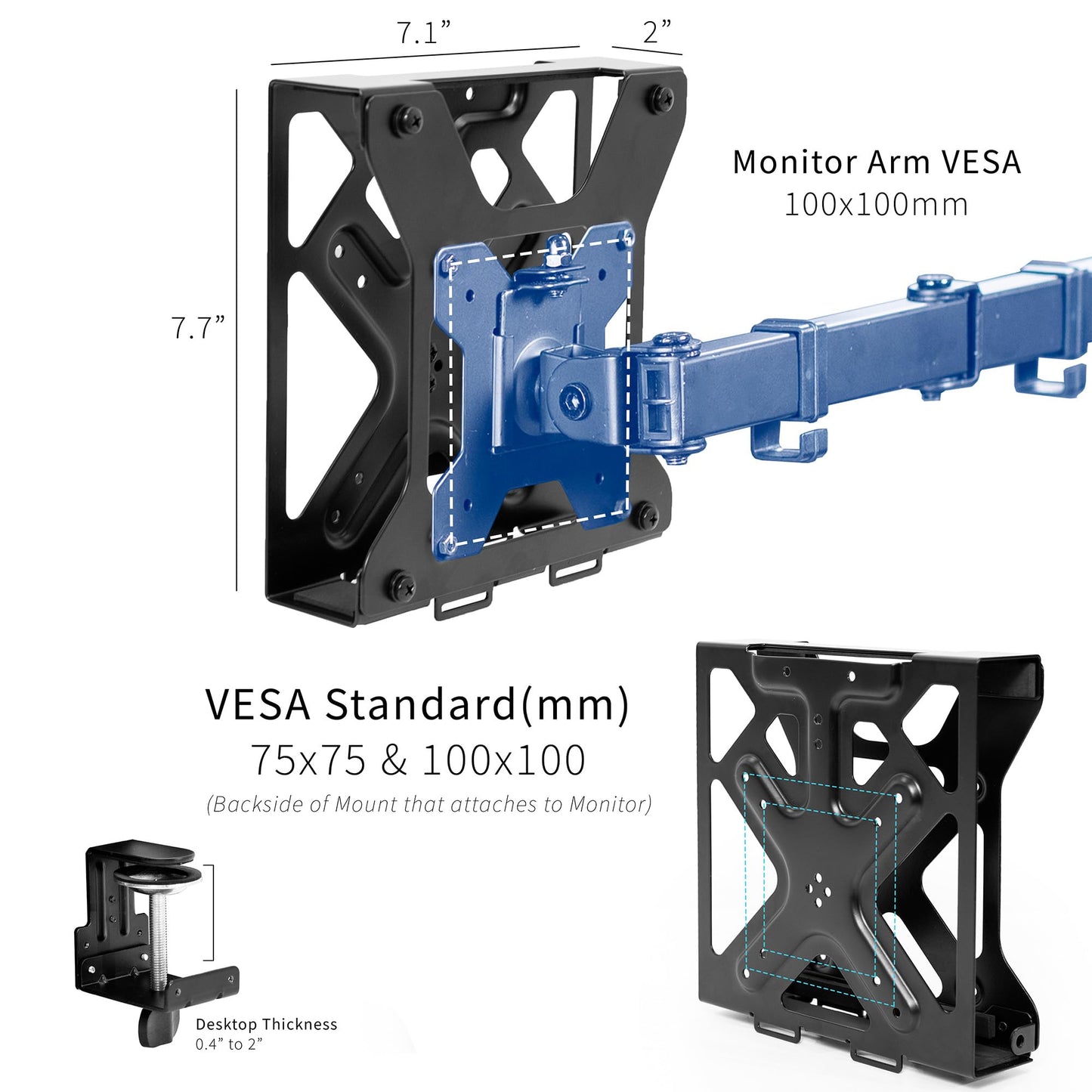 VIVO Behind Monitor VESA Mount Designed for Dell OptiPlex Micro CPU, Monitor Arm Computer Holder, Concealed Behind Screen, Desk Clamp Option, Black