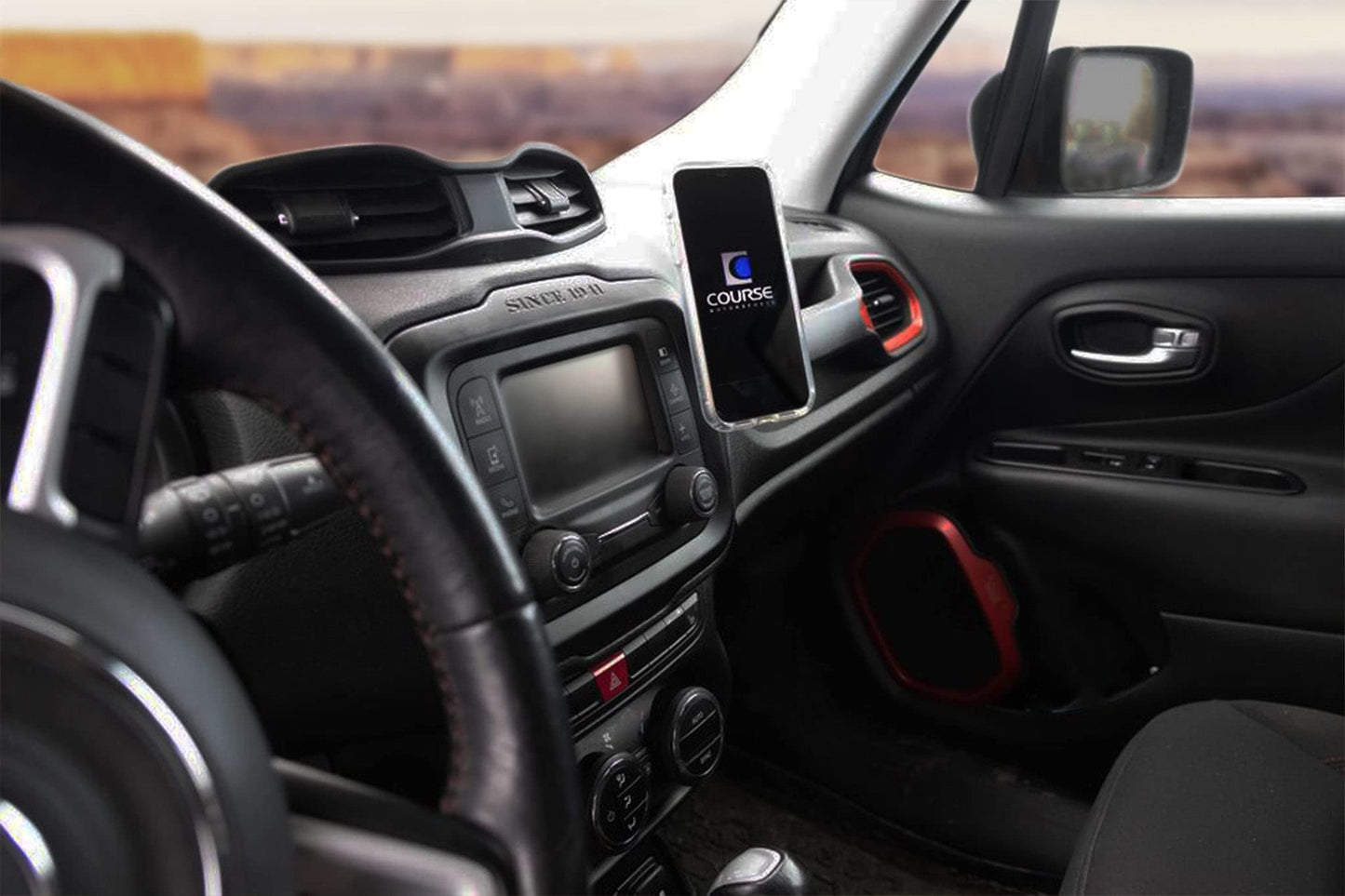 Course Motorsports Direct Fit Phone Mount - Jeep Renegade (2014 - Present) Compatible with All Phones - Magsafe Compatible Magnetic