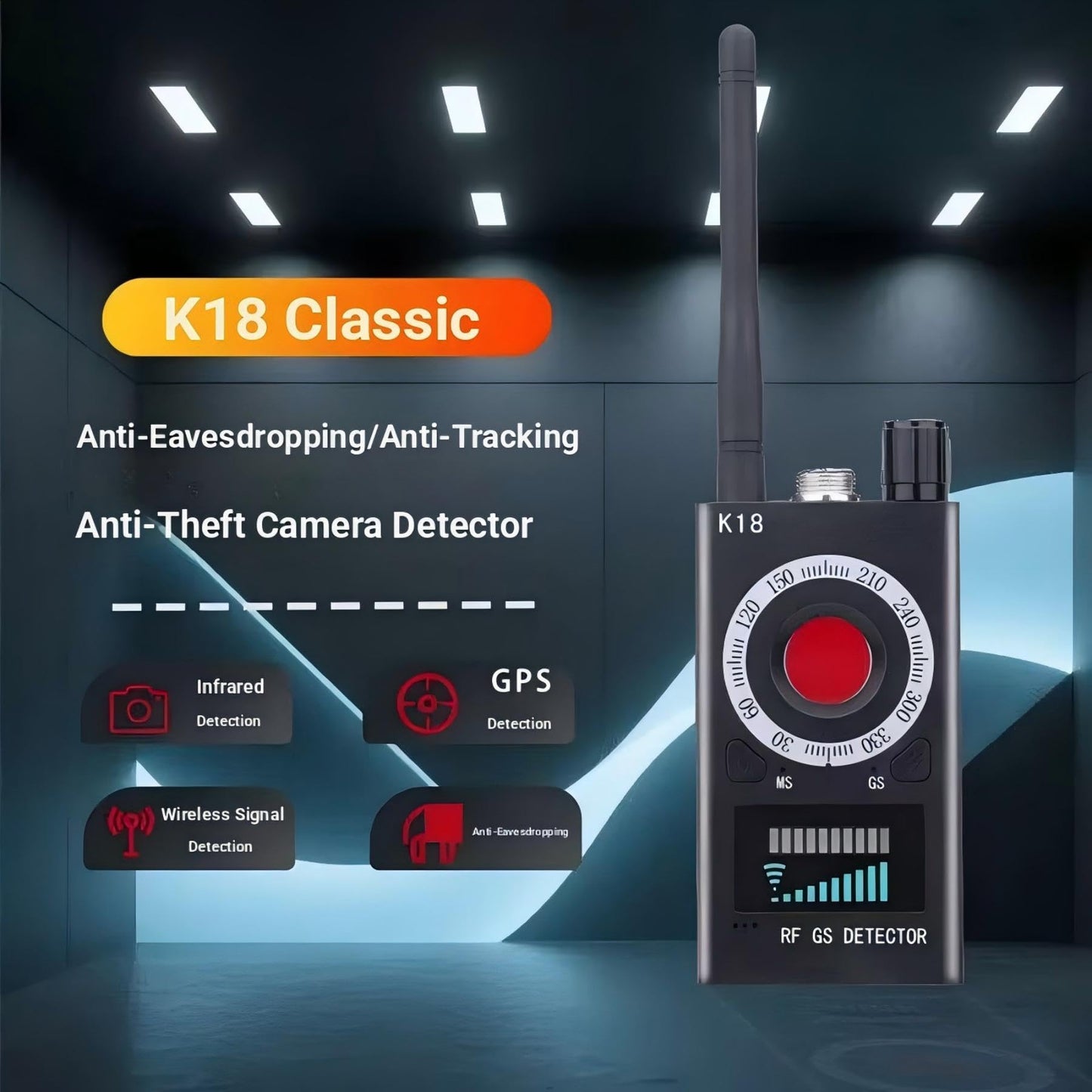Hidden Camera Detector, GPS Tracker, and Infrared Camera Three in one Anti spy Detector for Easy Portability. Suitable for Hidden Device detectors
