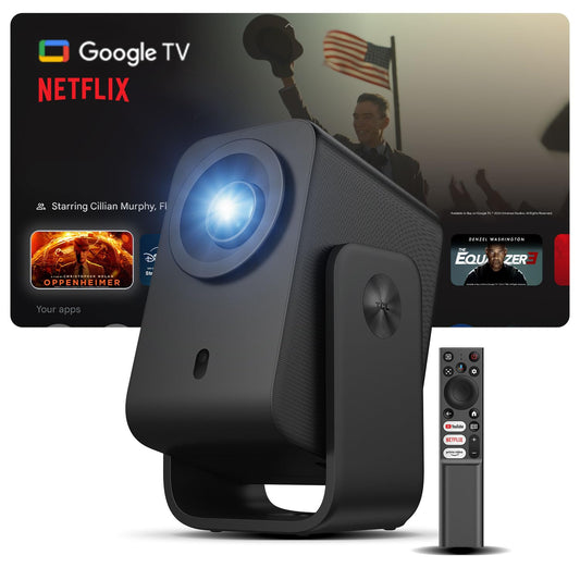 TCL C1 Smart Projector 4K Support, Google TV & Netflix Officially Licensed, WIFI and Bluetooth, Auto Focus Keystone, Native 1080p, Dolby Audio, 285°