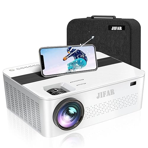 JIFAR Projector 4K with 5G WiFi & Bluetooth,2000ANSI Outdoor Projector with 450" Display,Movie Projector Support 4K,Dolby Audio,Zoom,Keystone,20W