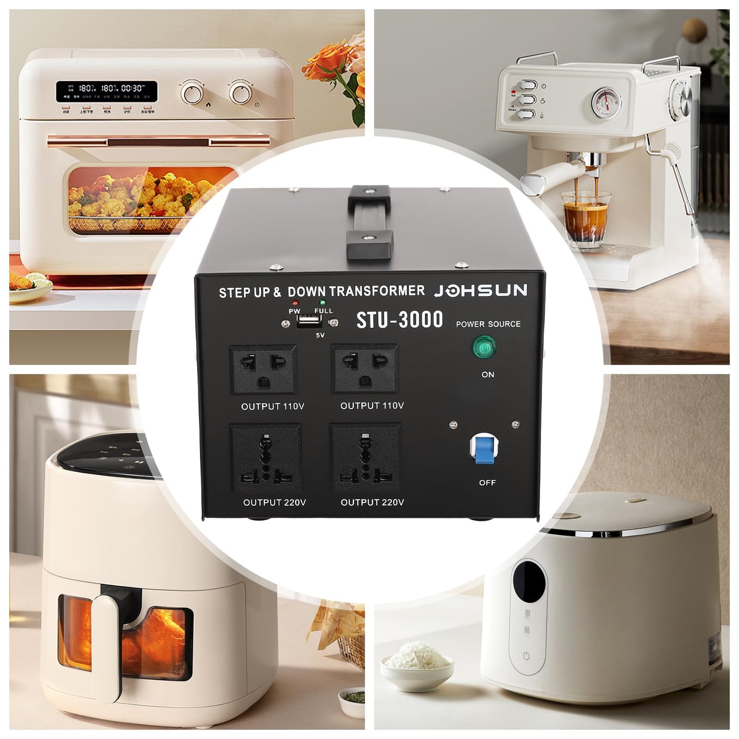 Voltage Converter Transformer 3000W (110V to 220V, 220V to 110V), Power Converter STU-3000, Step Up/Step Down Voltage Transformer Converter, Circuit…