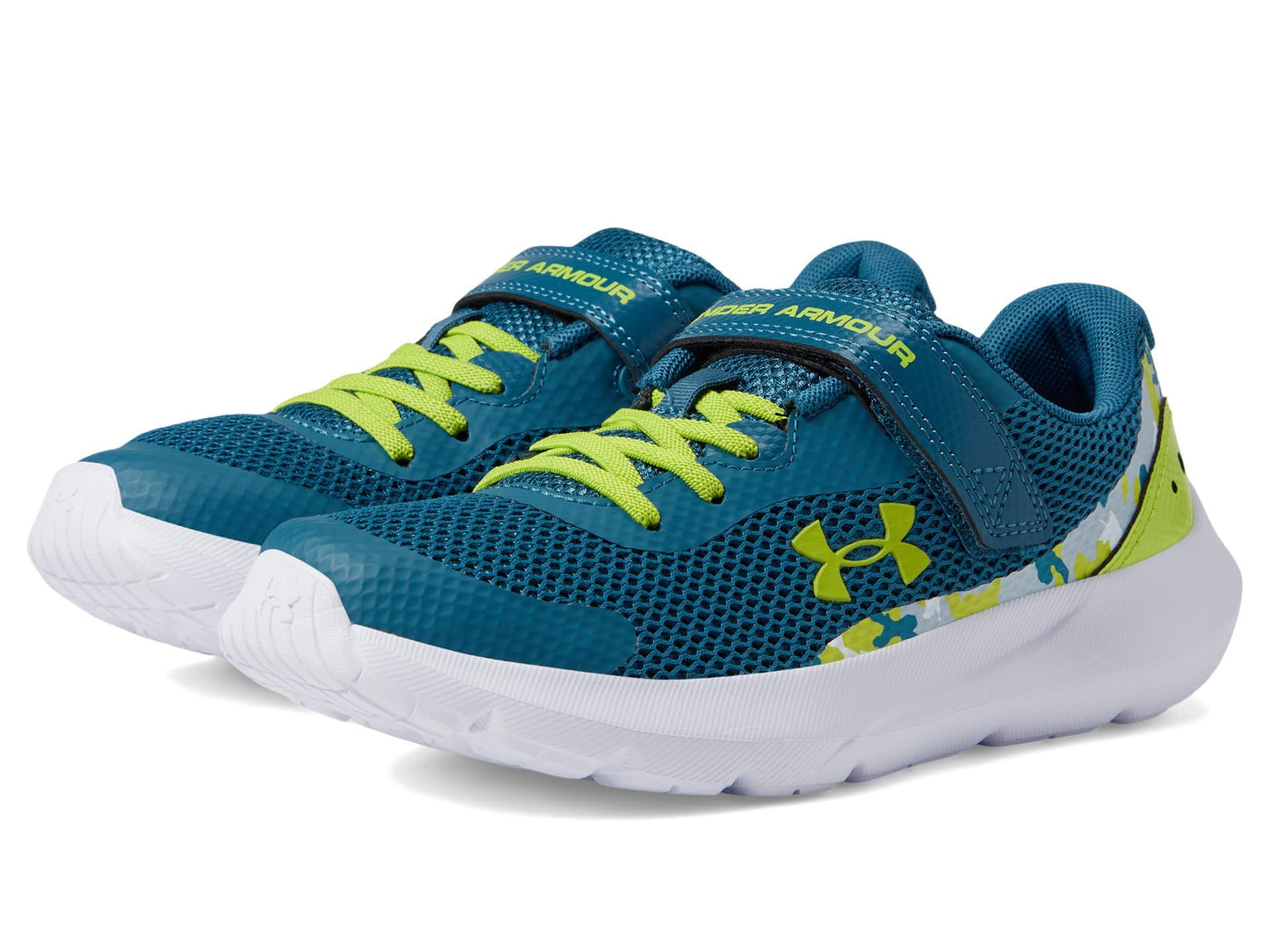 Under Armour Boy's Surge 3 Alternate Closure Print (Little Kid) Static Blue/Lime Surge/Lime Surge 1 Little Kid M