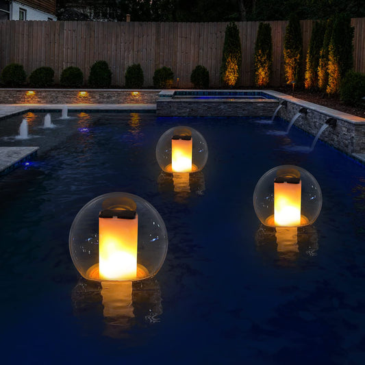 VISOFO Solar Floating Pool Lights for Swimming Pool | Outdoor Waterproof Decorations Solar Powered Flame Led Lamp Inground Pond Flickering Decor Party