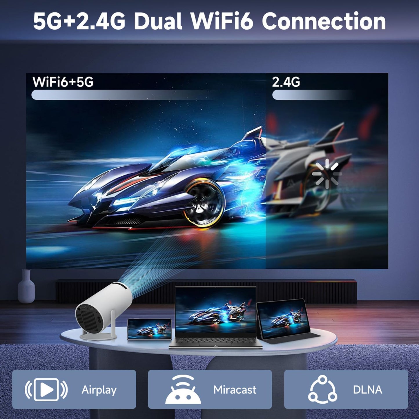 Fitpolo HY300 Mini Projector Smart Android 11.0 Dual WIFI Full Hd 720P 4k Portable Home Cinema Outdoor Theater