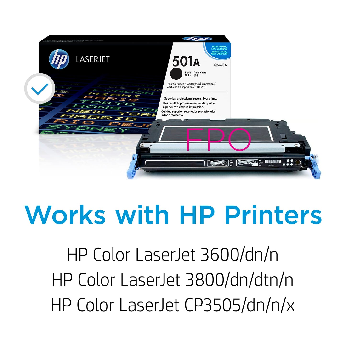 HP Original 501A Black Toner Cartridge | Works Color LaserJet 3600, 3800, CP3505 Series | Q6470A