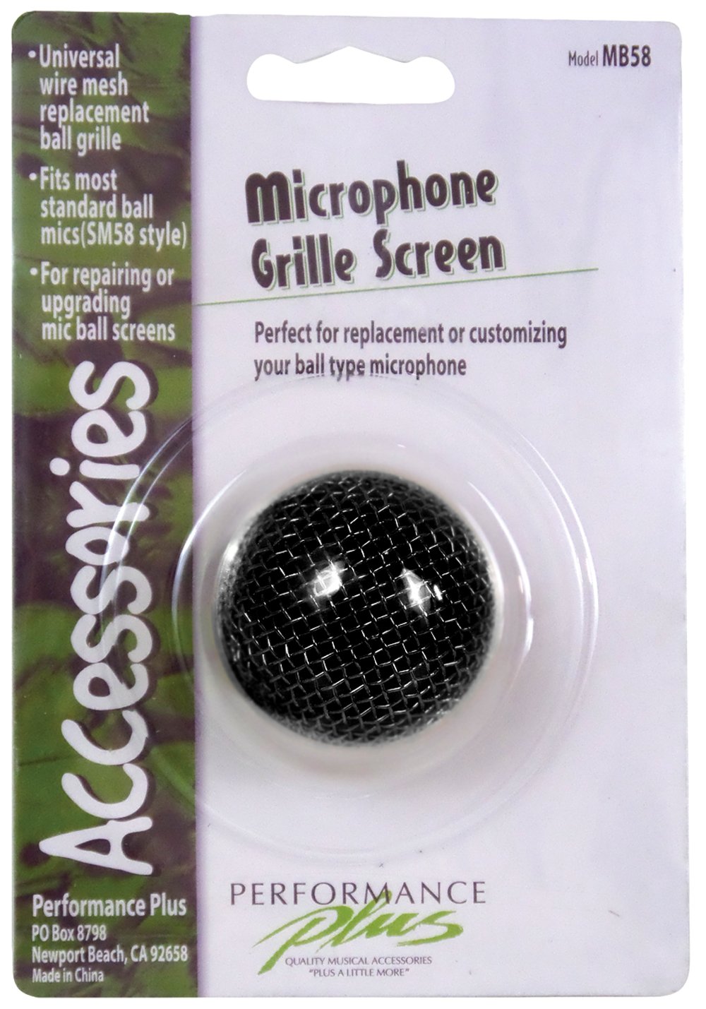 Performance Plus SM58 Style Black Mesh Microphone Grille (MB58-B)