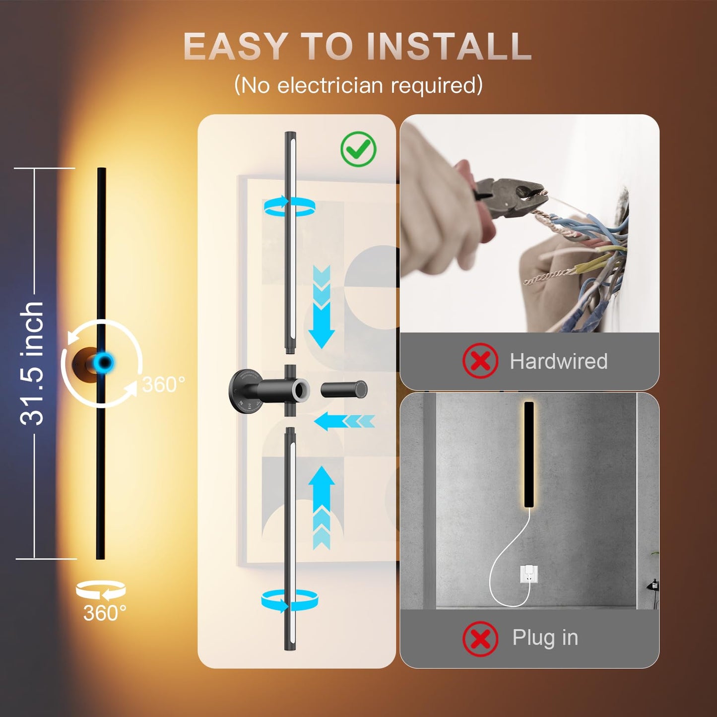 Battery Operated Wall Sconces Set of two, Rechargeable Wall Lights with 4 Pack Replaceable Batteries, 16 Million DIY Colors Wireless Wall Lamps