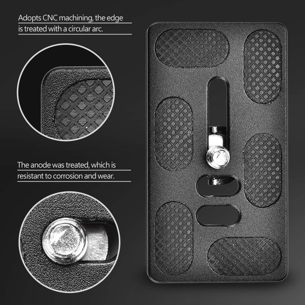 Release Plate, PU70 Alloy Quick Release Plate Mount with 1/4inch Hand Screw Rubber Pad for Tripod Ball Head SLR Camera 2.75 x 1.5 x 0.39inch