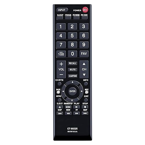 CT-90325 Remote Control Compatible with Toshiba TVs, No Setup Required, Universal for LCD, LED, 4K & Smart HDTVs, Compatible with Models 32C110U
