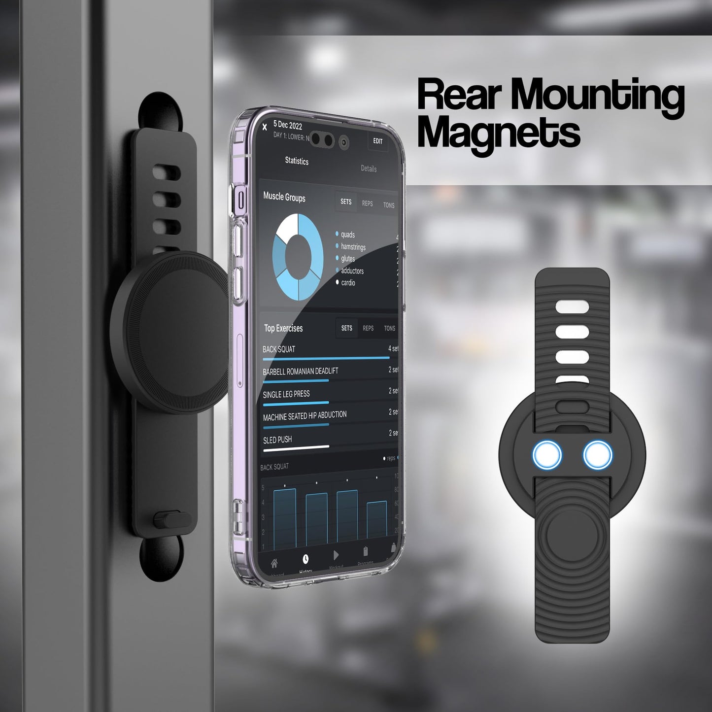 ENCASED Grip-X Magnetic Bar Mount, Compatible with MagSafe - Phone Holder for Gym, Home Fitness Bikes, Workout Equipment, Stroller and Cart Handlebars