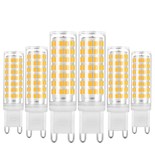 YUIIP G9 LED Bulb Dimmable 6W Warm White 3000K, T4 G9 Ceramic Bi-pin Base Light Bulbs AC 120V 530LM, 50W 60W Halogen Bulb Equivalent, G9 Light Bulbs