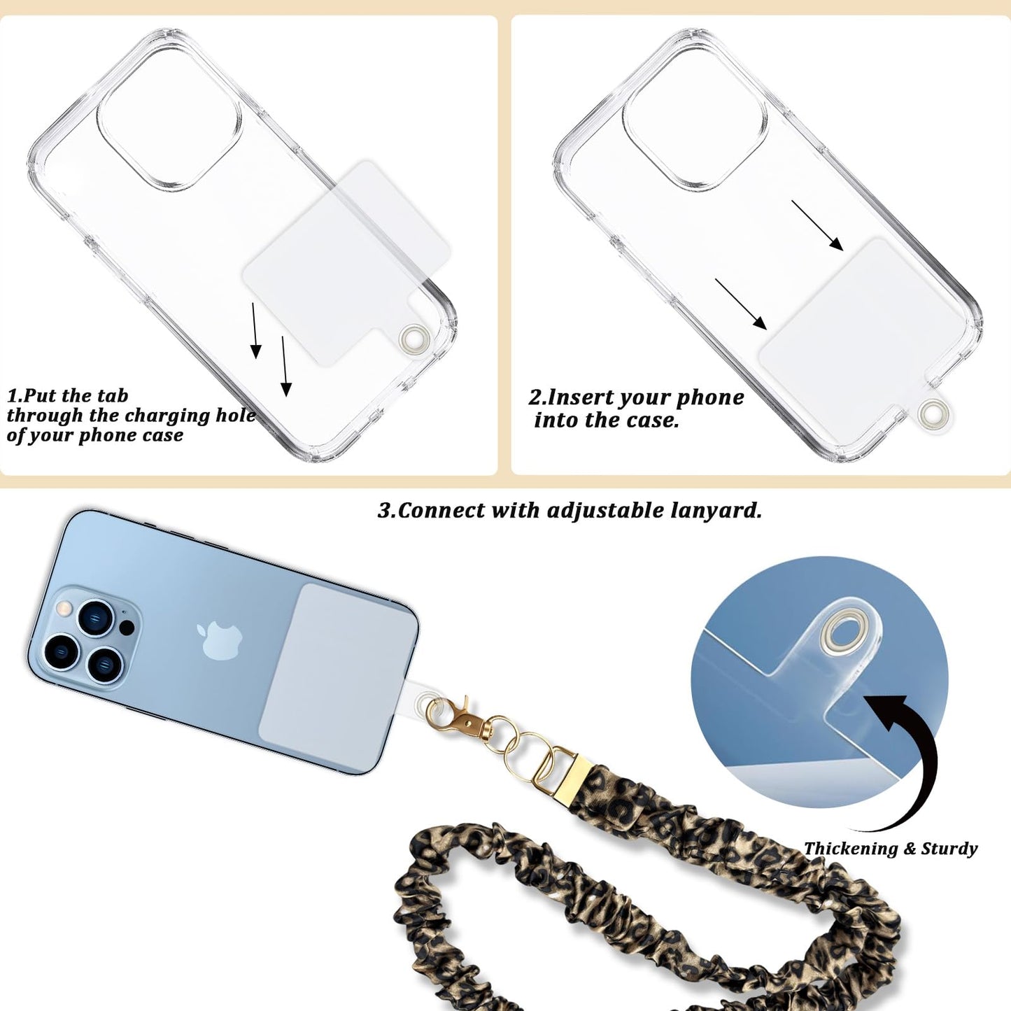 YesMvpMvp Phone Lanyard Wrist Strap,Cell Phone Lanyards for around the Neck,Unisex Scrunchie Lanyard (Leopard Print 1)