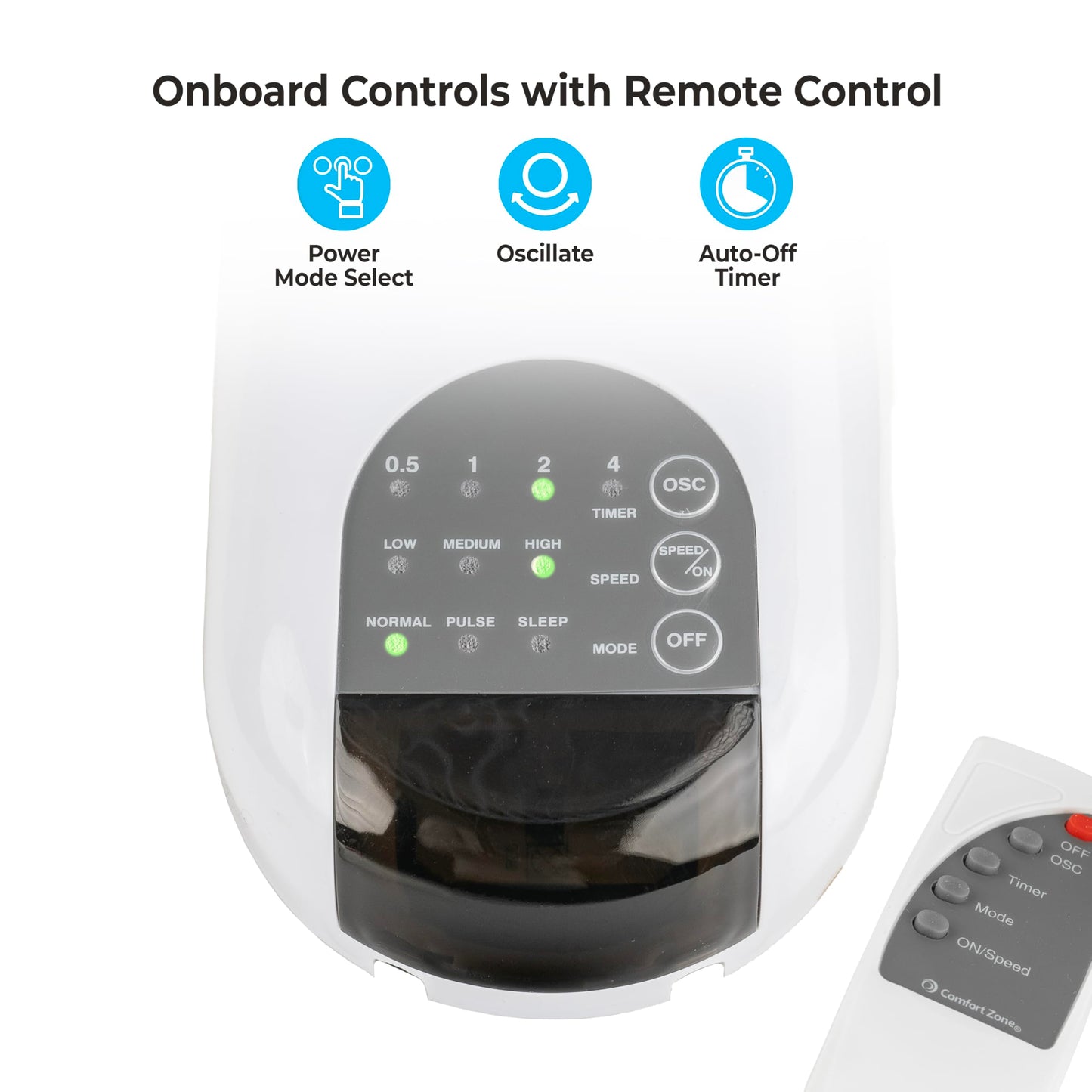 Comfort Zone Oscillating Wall Mount Fan with Remote Control, Timer, Auto Shut Off, Adjustable Tilt, Quiet, 16 inch, 3 Speed, Ideal for Home, Bedroom