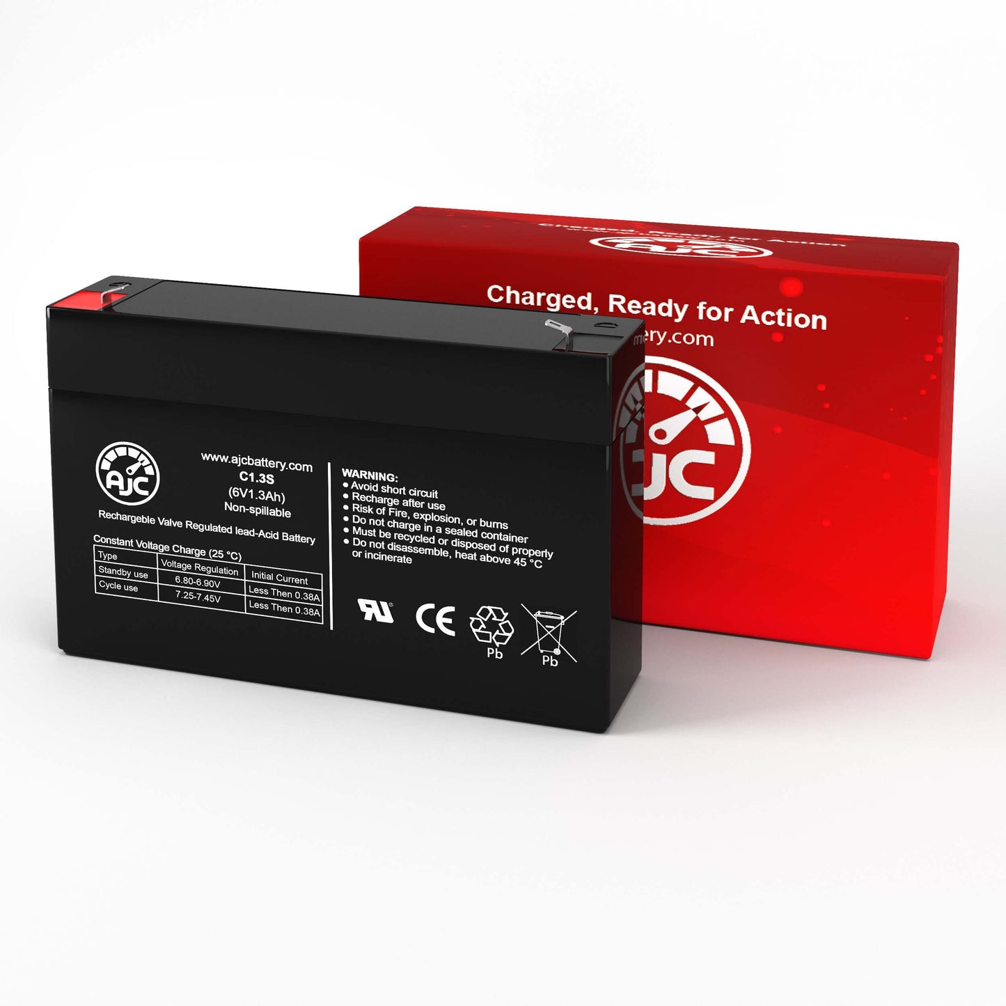 AJC Battery Compatible with Toyo 3FM1.3 6V 1.3Ah Sealed Lead Acid Battery