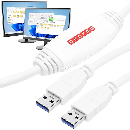 Gearmo 6ft PC Transfer Cable - Built-in Software, No Installation, Unlimited Uses - High Speed USB Transfer Between Computers - Supports Windows