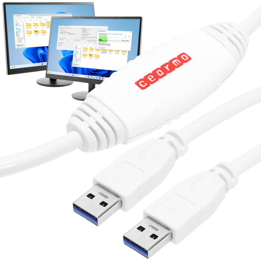 Gearmo 6ft PC Transfer Cable - Built-in Software, No Installation, Unlimited Uses - High Speed USB Transfer Between Computers - Supports Windows