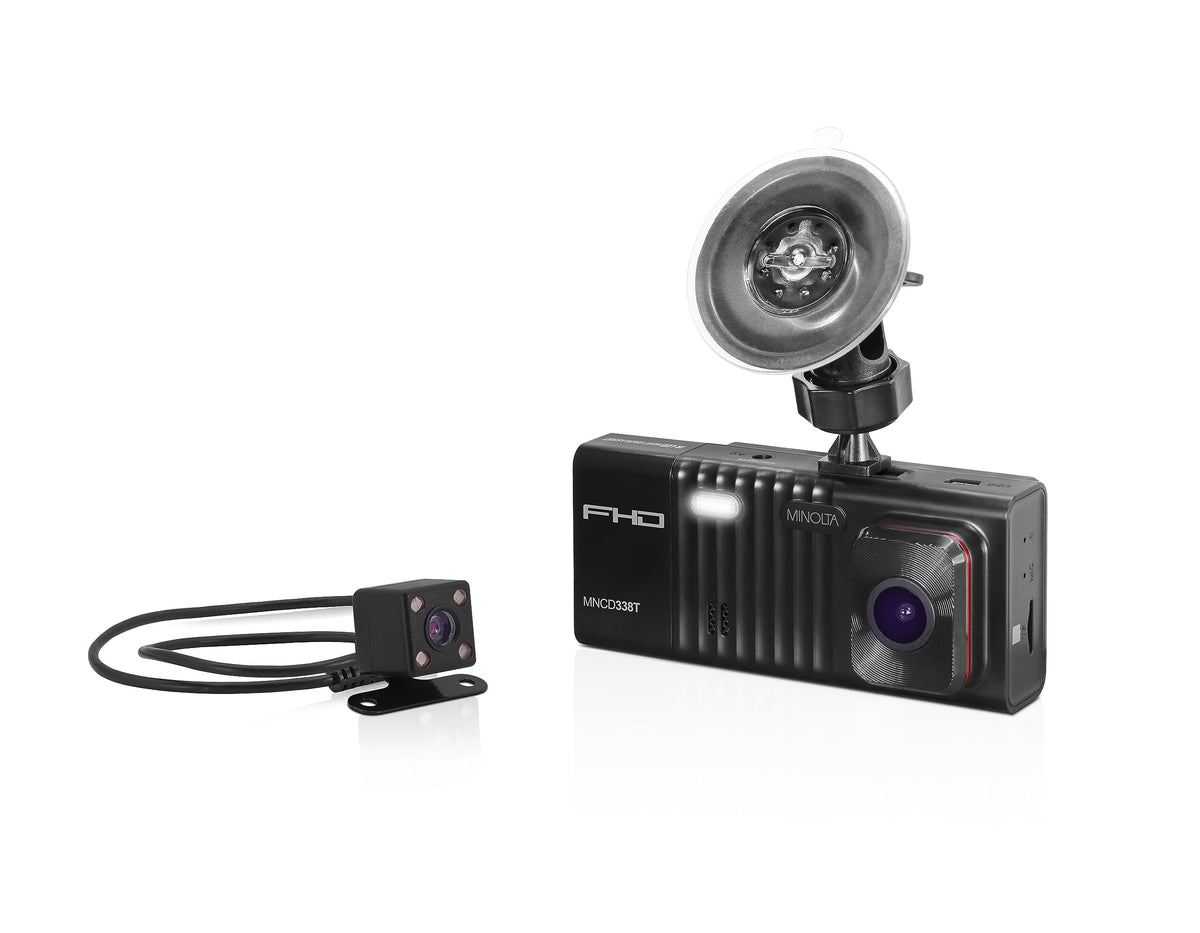 Minolta MNCD338T 3-Ch FHD Front Rear View 3" LCD Screen Dash Camera,B