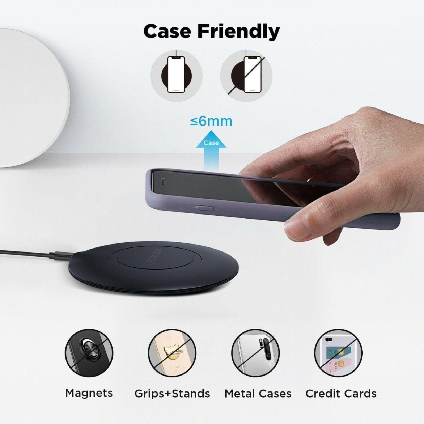 15W Wireless Charger Fast Charging Pad Compatible with OnePlus 13/12/10 Pro/9 Pro/8 Pro 5G, Slim Quick Charge