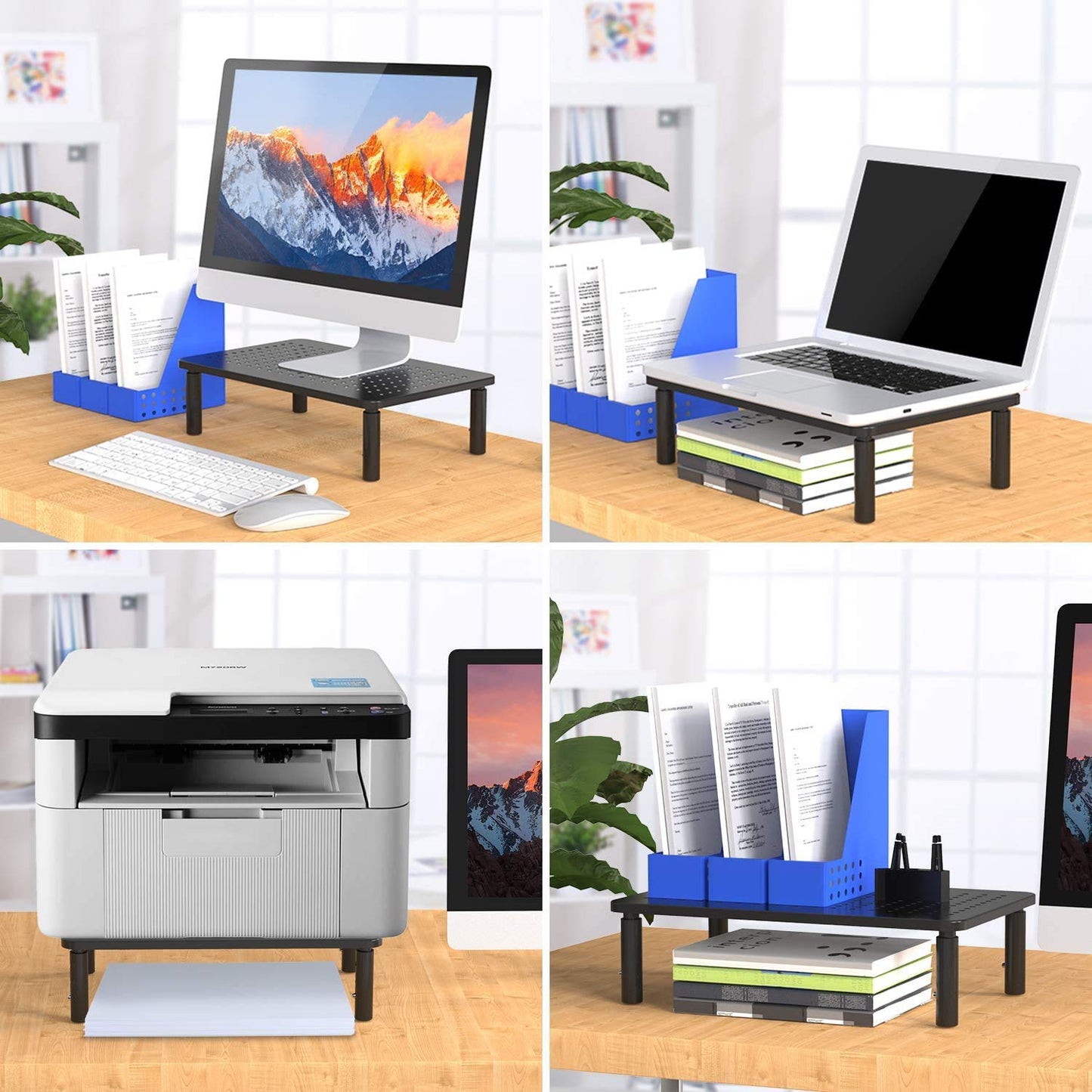 Impact Mounts Laptop PC Monitor Stand with Sturdy, Stable Black Metal Construction. Fashionable Riser Height Adjustable with Non-Skid Rubber. Perfect
