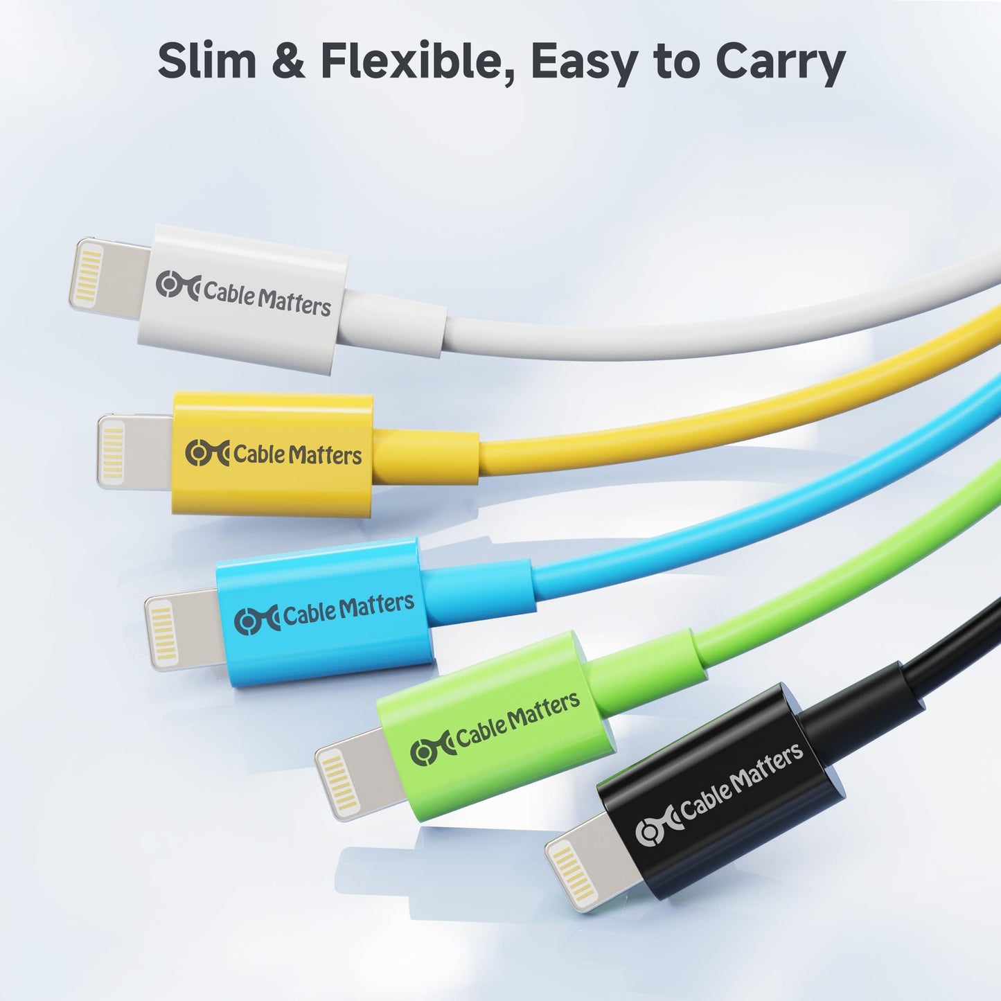 Cable Matters [Apple MFi Certified] 5-Pack Lightning Cable in Black 6.6ft / 2m