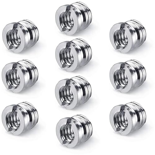 Camera 1/4"-20 to 3/8"-16 Reducer Bushing Convert Screw Adapter for Monopod, Tripod, Ballhead, Stand and Video Light DSLR SLR (10 Pack)