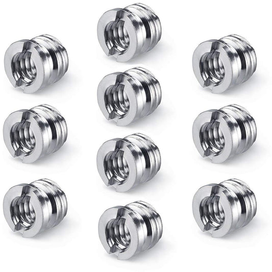 Camera 1/4"-20 to 3/8"-16 Reducer Bushing Convert Screw Adapter for Monopod, Tripod, Ballhead, Stand and Video Light DSLR SLR (10 Pack)