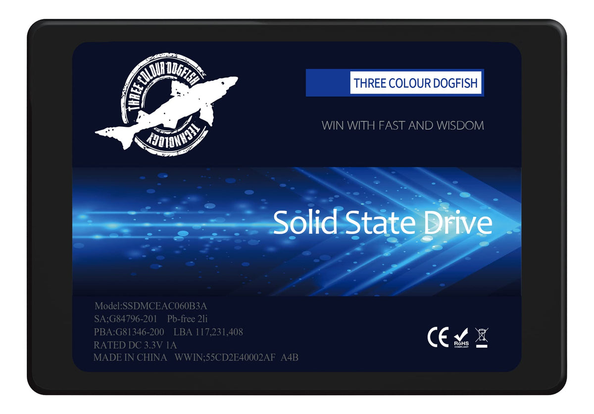 Dogfish 64GB SATA3 2.5-inch Internal SSD, Up to 500MB/s Read Speed for Laptops and Desktop PCs