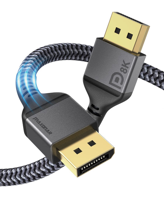 VESA Certified DisplayPort Cable 1.4, Maxonar 8K 10ft/ 3M DP Cable Cord (8K@60Hz, 4K@144Hz, 1080P@240Hz) Display Port HBR3 32.4Gbps, HDCP 2.2