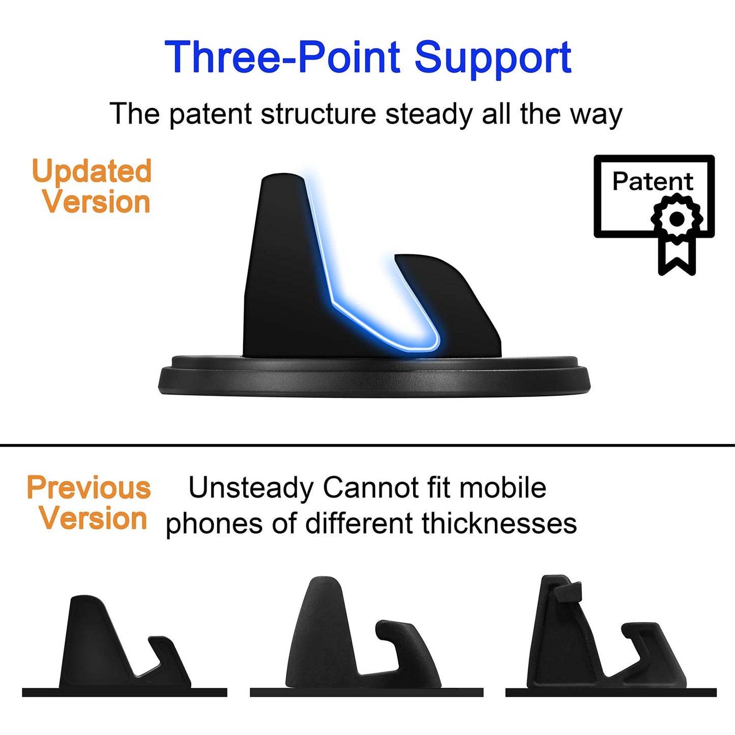 SRUNP Dashboard Phone Holder for Car [Vertical Horizontal 360 Rotate] Car Phone Mount, Cell Phone Holder Compatible with iPhone 17 16 15 14 13 12 Pro