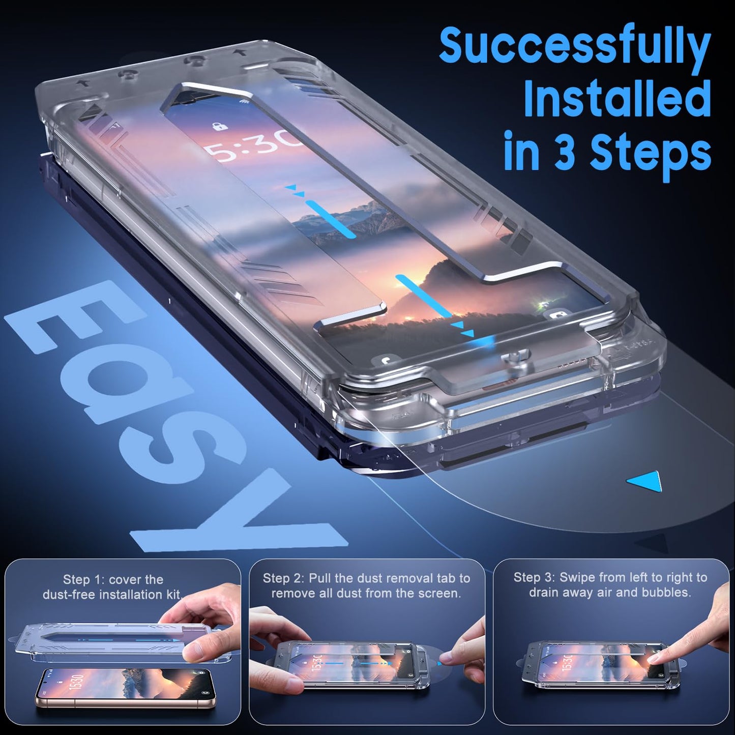 Uyiton for Samsung Galaxy S21 FE Screen Protector, [10X Military Shatterproof] [Eyes Protection] [Support Fingerprint Unlock] Anti-Scratch HD Clear 9H