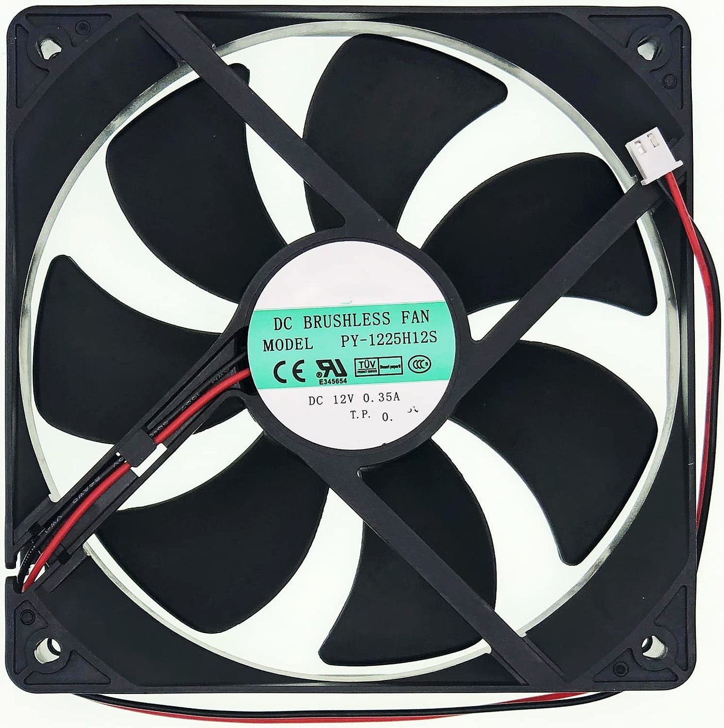 PY-1225H12S Fan 12025 DC12V 0.35A 120×120mm×25mm 2-Wire Cooling Fan