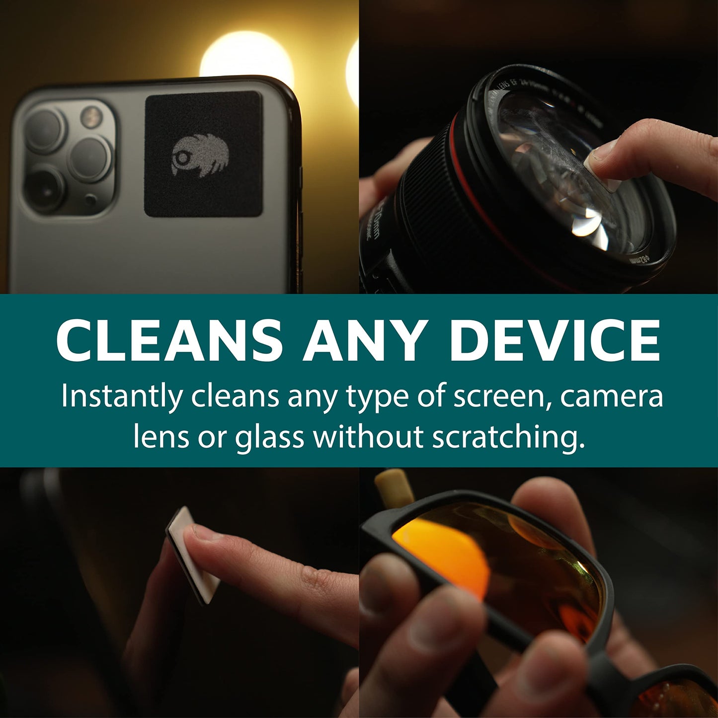KUVRD Waterbear - Universal Screen Cleaners - Teeny Tiny Cleaning Tools for Your Lenses & Screens - 4-Pack - (4-Pad Sets)