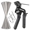 200PCS Metal tie wrap gun Kit, Aigreat Stainless Steel Cable Tie Gun Adjustable Tensioning and Cutting Tool with 200pcs 304 Self-Locking Stainless