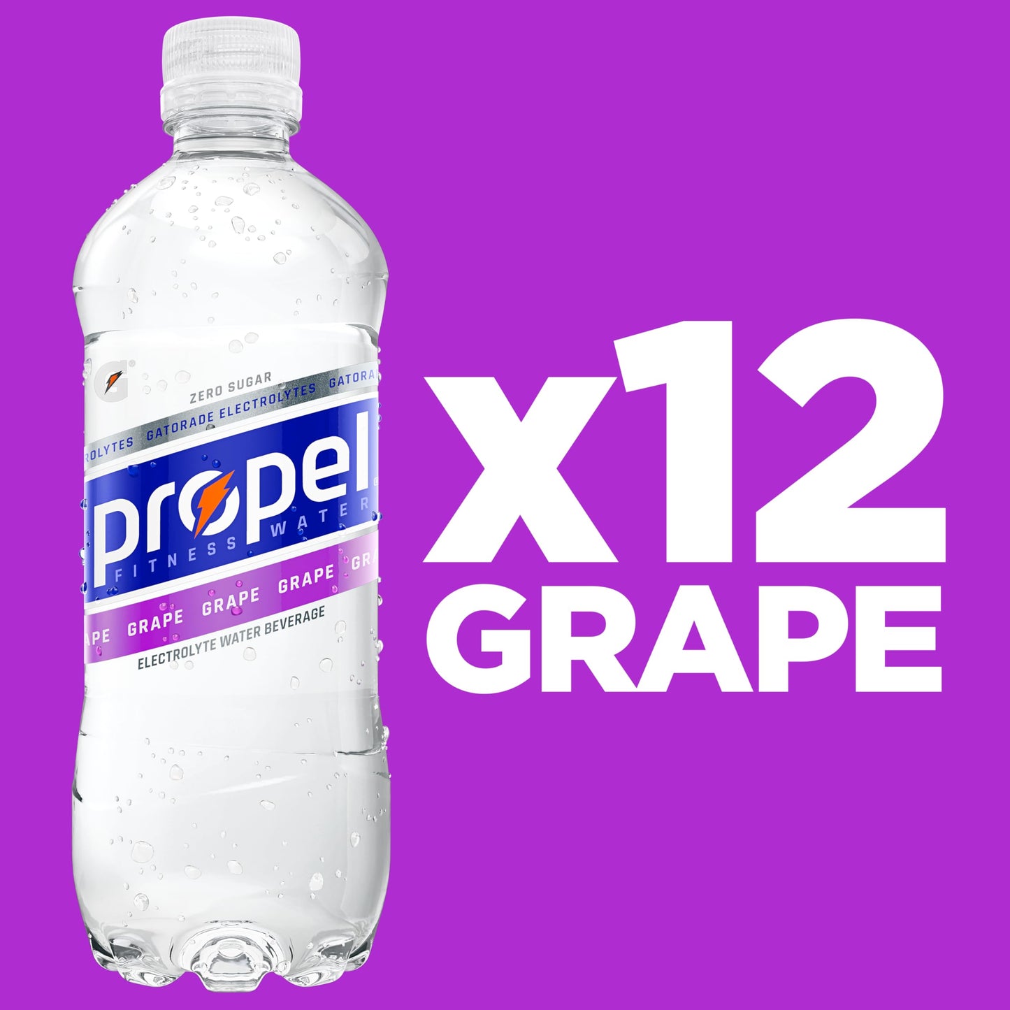 Propel Electrolyte Enhanced Water Sports Drink, Grape Flavored Water, Zero Calorie & Zero Sugar Hydration with Electrolytes and Vitamins C & E, 16.9 fl oz Bottles (12 Pack)