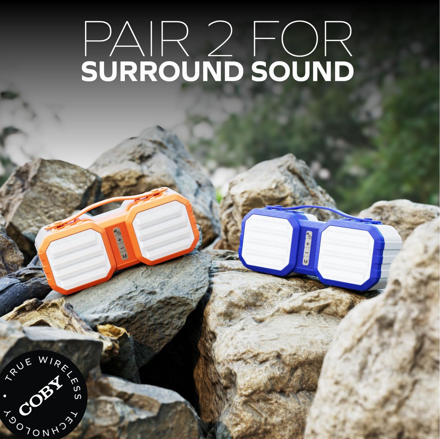 Coby Ranger Portable Bluetooth Speaker, 10W Wireless Waterproof IPX5 Speaker with FM Radio, AUX & TF Card Input, Rechargeable 7 Hour Playtime, Outdoor