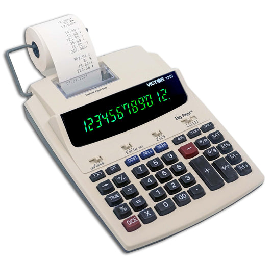 Victor 1310 Big Print Printing Calculator, 12-Digit LED Display, Fast Ink-Free Printing (8.0 LPS), Cost/Sell/Margin Keys, Advanced Business Functions