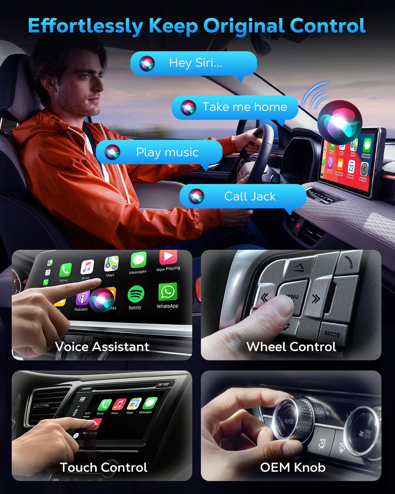 MoKo Wireless CarPlay Adapter for iPhone 2025, Only for iPhone iOS 10+ and Cars with Built-in Car Play, Converts Wired Car Play to Wireless