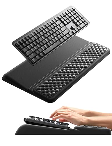 Vaydeer Wrist Rest with Keyboard Stand, Computer Wrist Support Pad, Ergonomic Keyboard Riser Holder Lifter Tray with Wrist Pad, Soft Memory Foam Desk