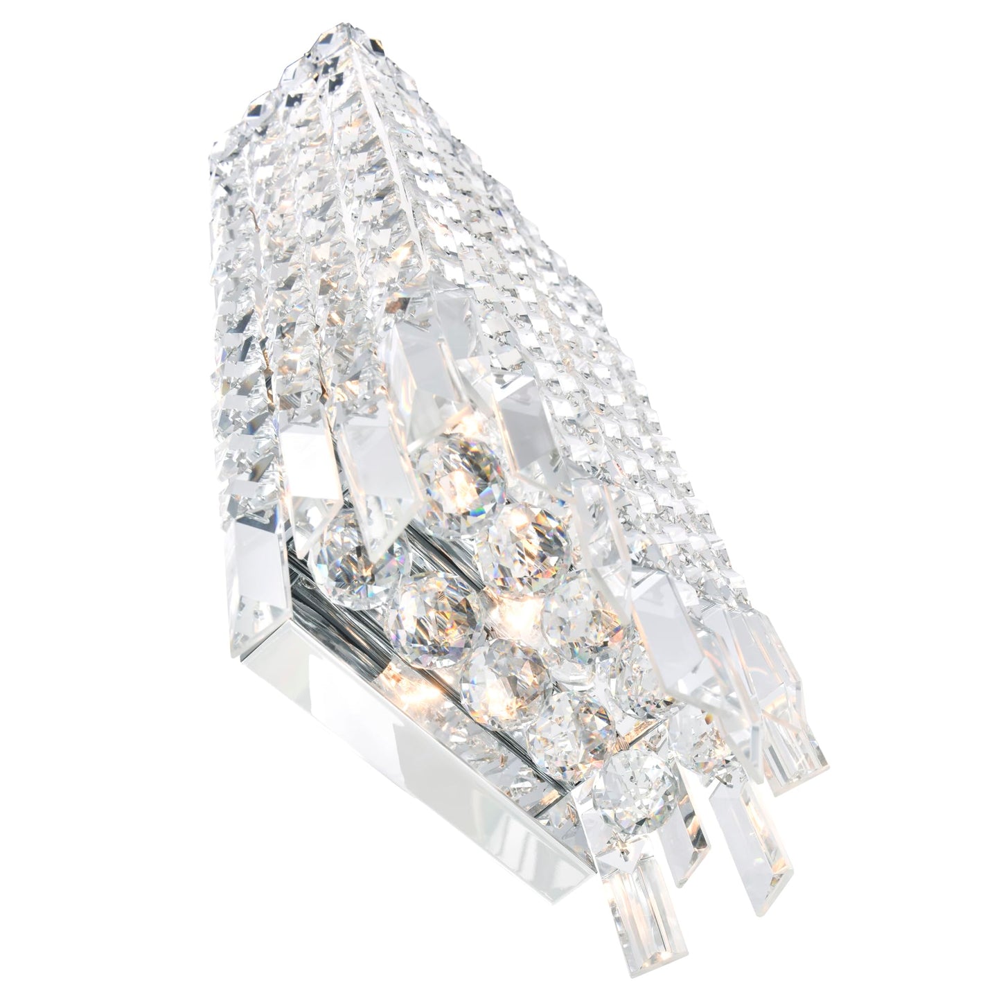 Colosseum Chrome 7" Wide Wall Light for Hallway, 4-Light Sconce with E12 Base & Faceted Crystals - LED Compatible, BACL Certified