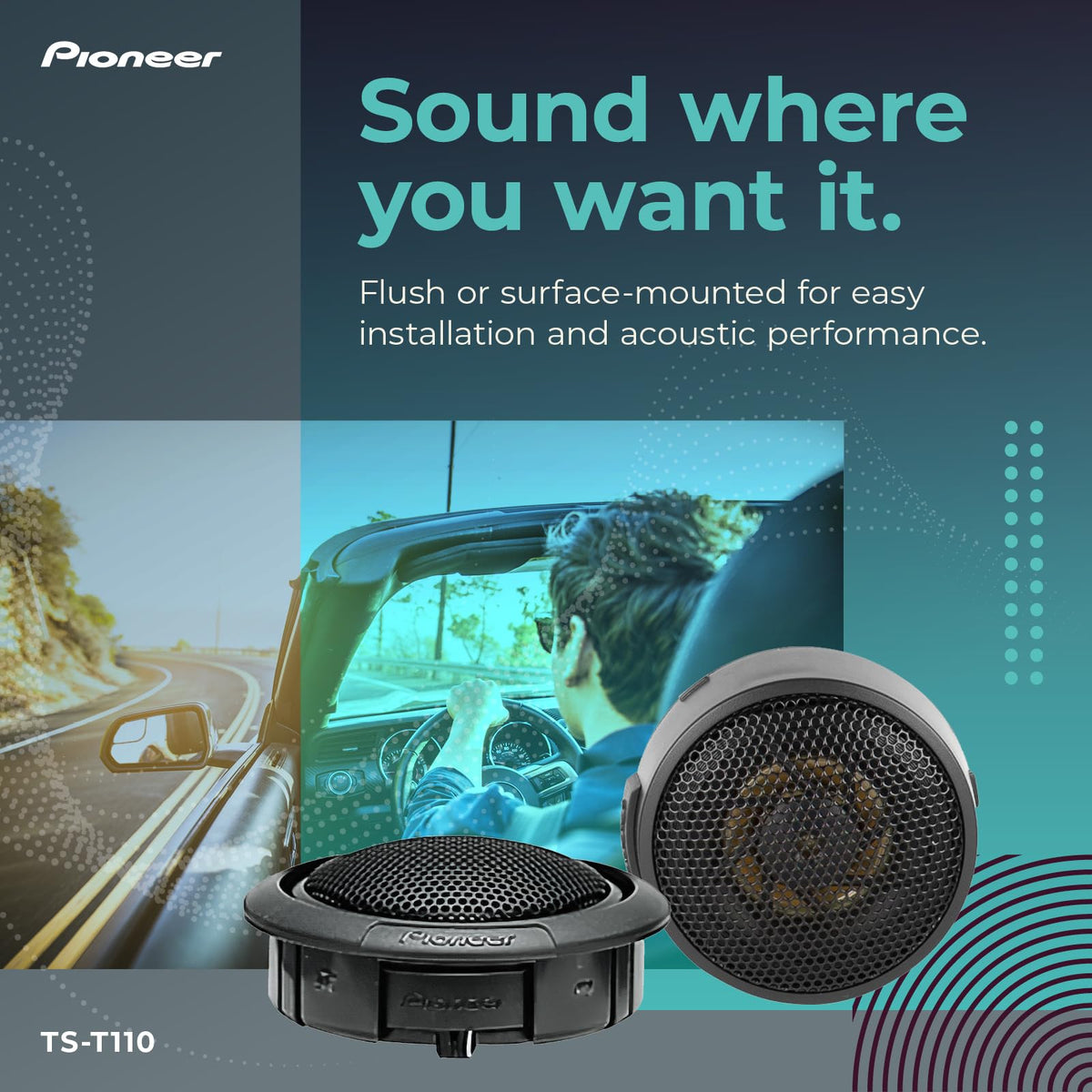 PIONEER TS-T110 7/8" Hard Dome Component Tweeters 120W Max