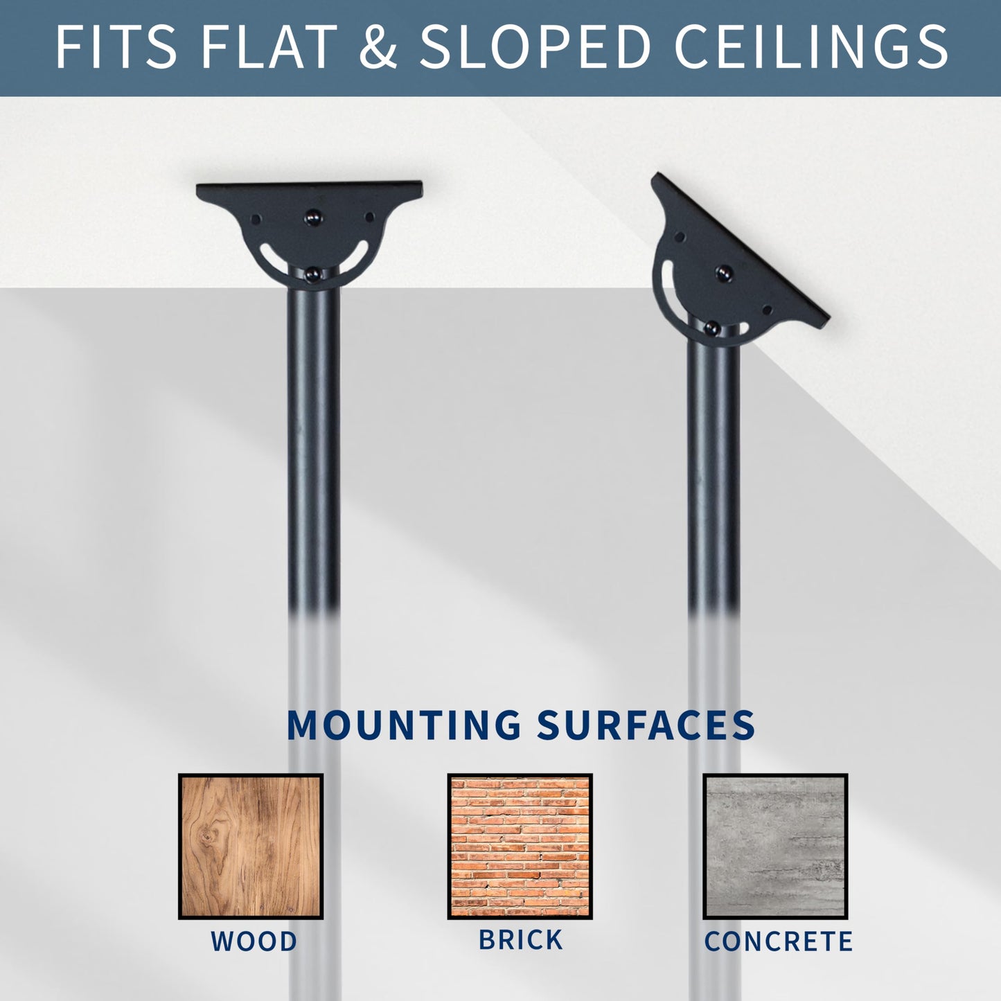 VIVO Ceiling Swivel TV Mount for 37 to 90 inch Screens, Telescoping Height Adjustment with 10ft Extension Pole, Fits Pitched/Vaulted Roof, VESA up