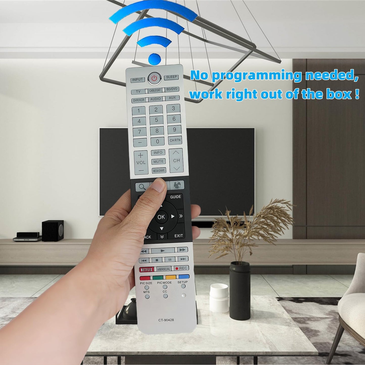 Replacement Remote Control CT-90428 Compatible for 32L4300U 39L4300U 50L4300U 50L7300U 58L7300U 65L7300UM 65L7300U Toshiba LED LCD TV