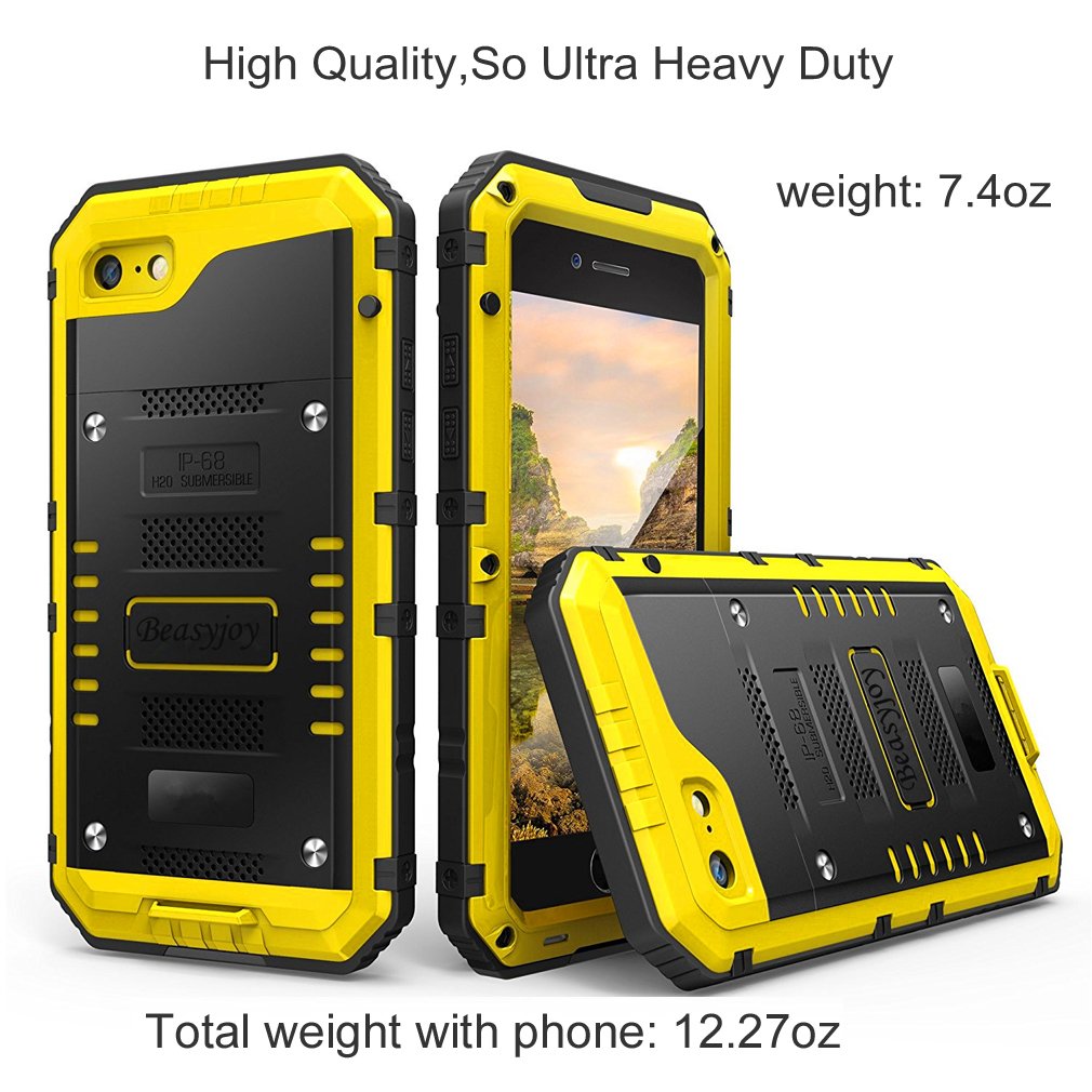 Beasyjoy for iPhone SE 2022/3rd/2020/8/7 Metal Case, Waterproof Heavy Duty with Screen Protector, Full Body Protective Shockproof Military Grade