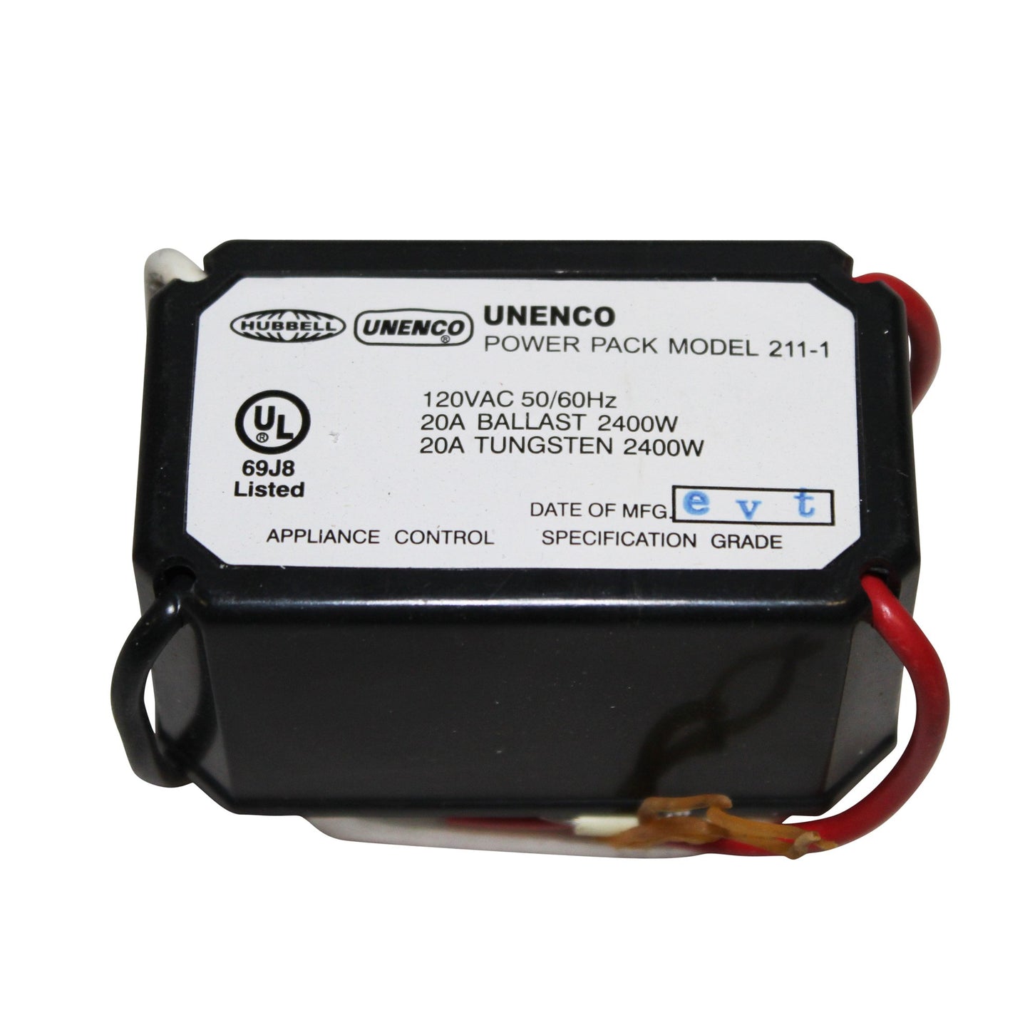 Hubbell Uneno Power Pack Model 211-1 120VAC 50/60 Occupancy Sensor 20A Ballast